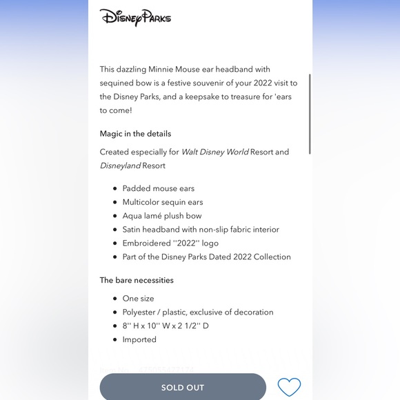 Minnie Mouse Ear Headband - Disney Parks 2022 NWT - Picture 5 of 5